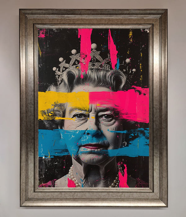 Queen Elizabeth Paint Splatter Framed Wall Art - Hi Society