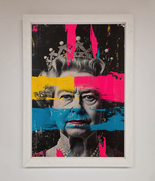 Queen Elizabeth Paint Splatter Framed Wall Art - Hi Society