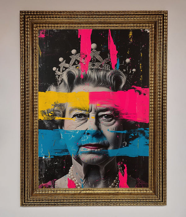 Queen Elizabeth Paint Splatter Framed Wall Art - Hi Society