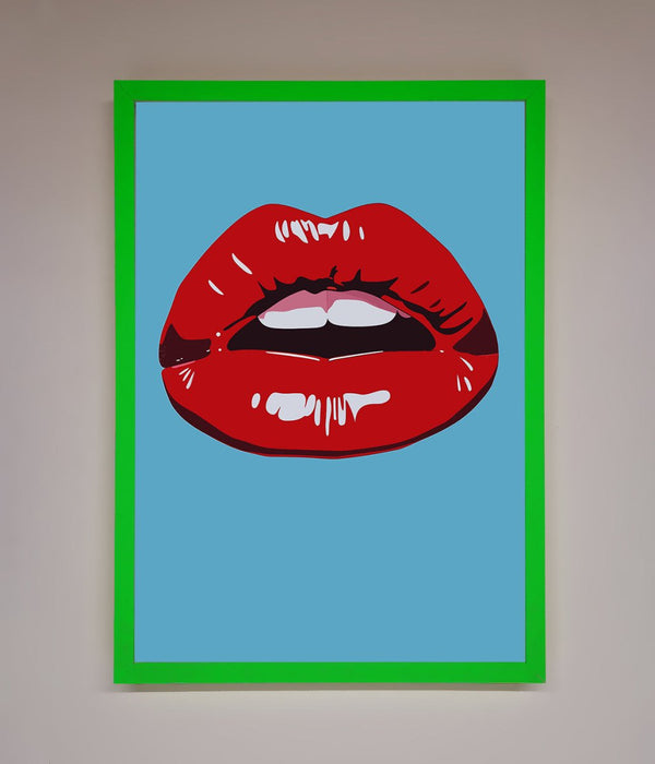 Red Lips Contemporary Framed Poster - Hi Society