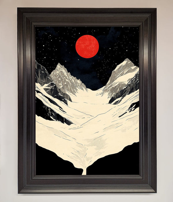 Red Moon On The Planet Framed Poster - Hi Society