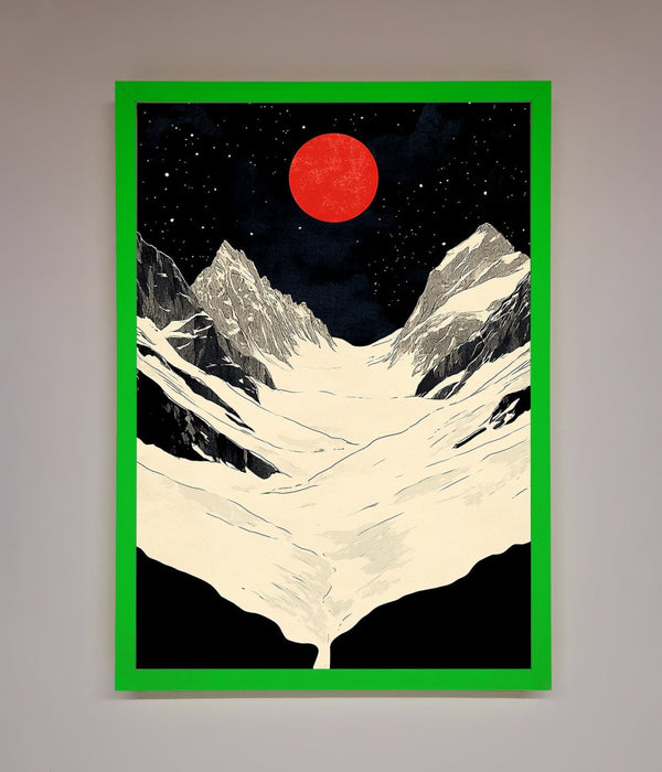 Red Moon On The Planet Framed Poster - Hi Society