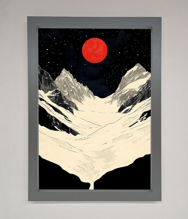 Red Moon On The Planet Framed Poster - Hi Society