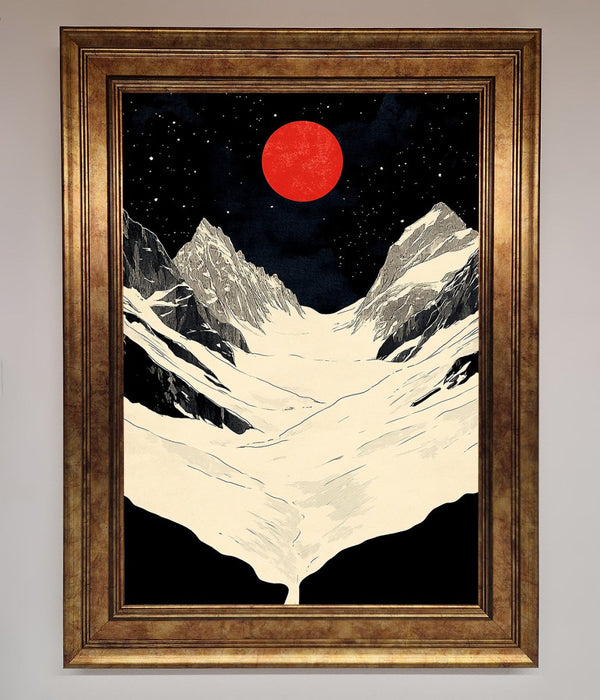 Red Moon On The Planet Framed Poster - Hi Society