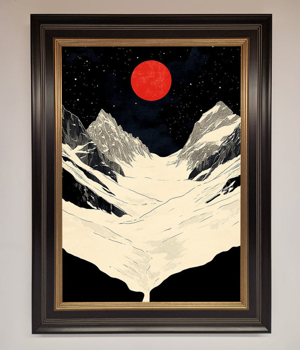 Red Moon On The Planet Framed Poster - Hi Society