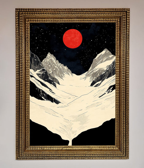 Red Moon On The Planet Framed Poster - Hi Society
