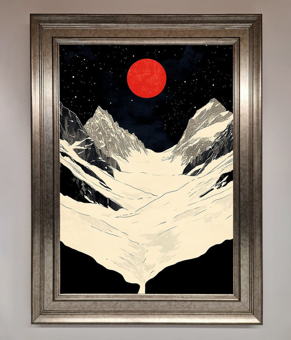 Red Moon On The Planet Framed Poster - Hi Society