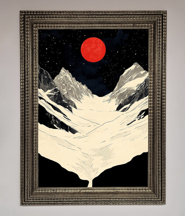 Red Moon On The Planet Framed Poster - Hi Society