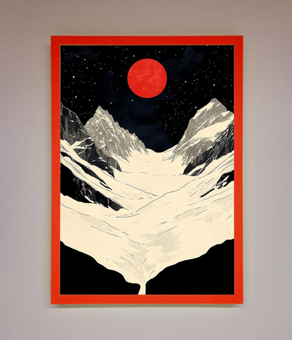 Red Moon On The Planet Framed Poster - Hi Society