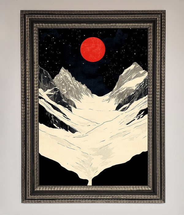 Red Moon On The Planet Framed Poster - Hi Society