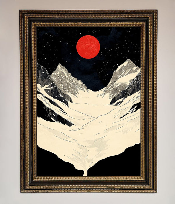 Red Moon On The Planet Framed Poster - Hi Society