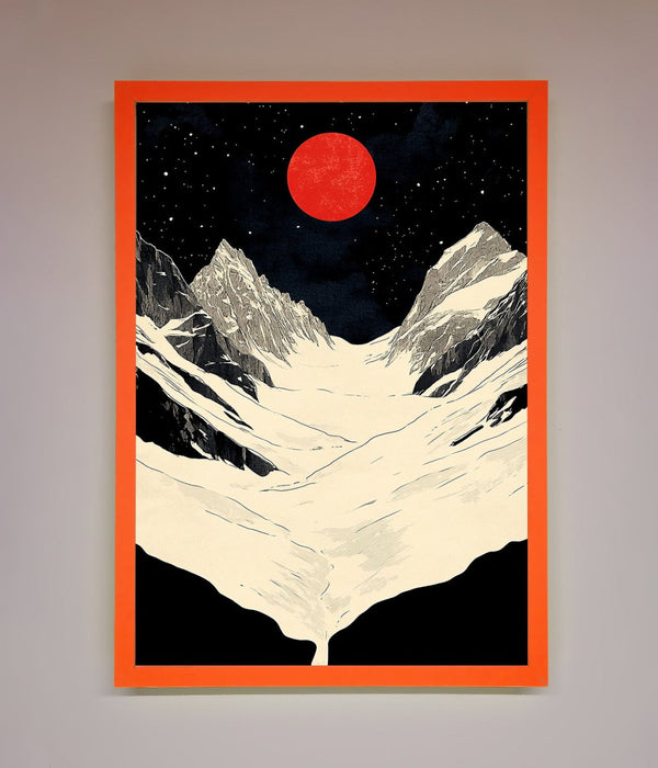 Red Moon On The Planet Framed Poster - Hi Society