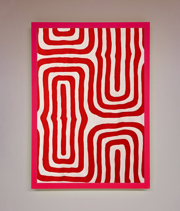 Red Waves Abstract Art Framed Poster - Hi Society