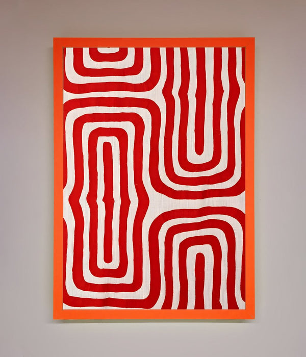 Red Waves Abstract Art Framed Poster - Hi Society