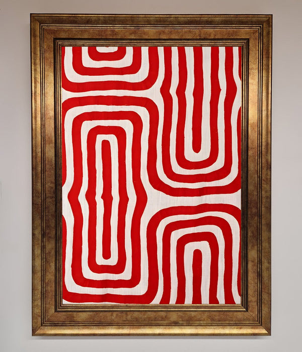 Red Waves Abstract Art Framed Poster - Hi Society
