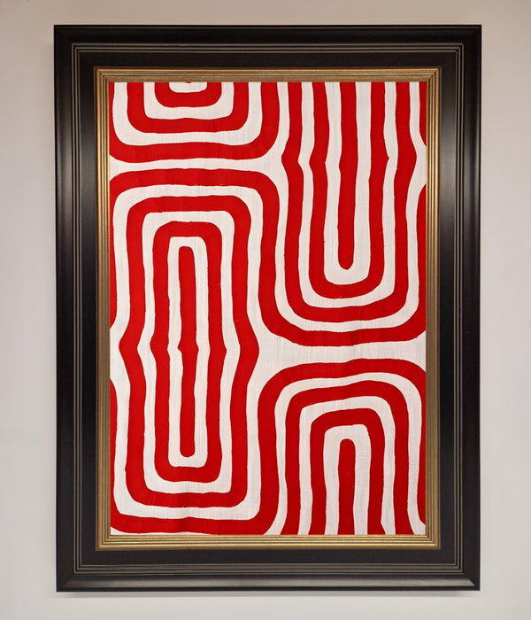 Red Waves Abstract Art Framed Poster - Hi Society