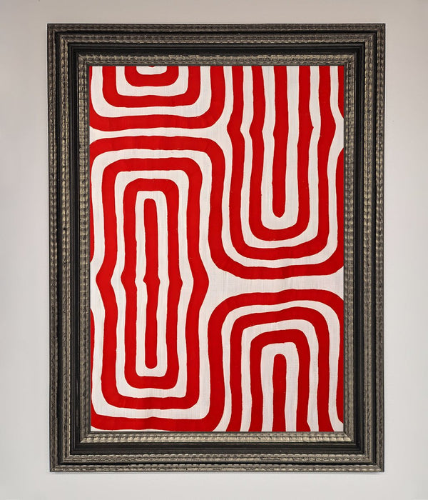 Red Waves Abstract Art Framed Poster - Hi Society