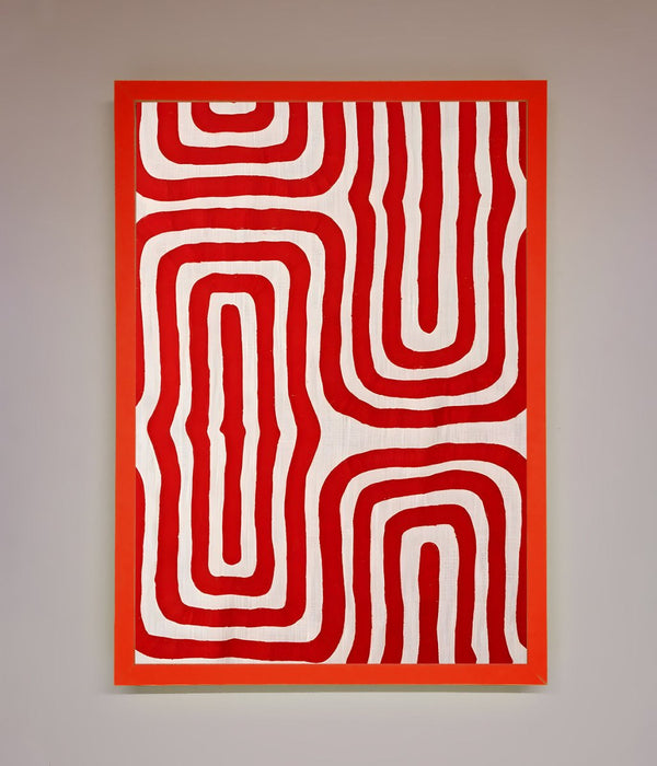 Red Waves Abstract Art Framed Poster - Hi Society