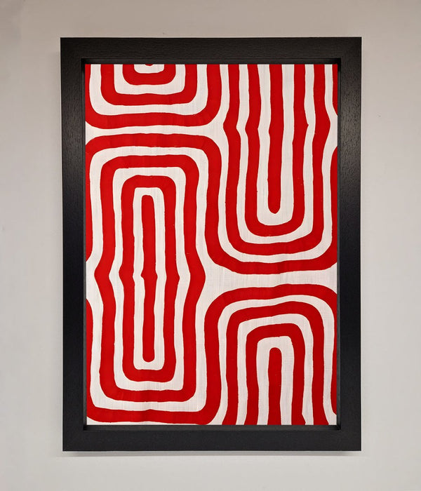 Red Waves Abstract Art Framed Poster - Hi Society