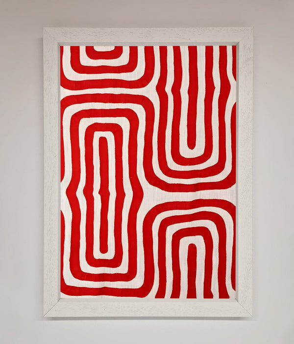 Red Waves Abstract Art Framed Poster - Hi Society
