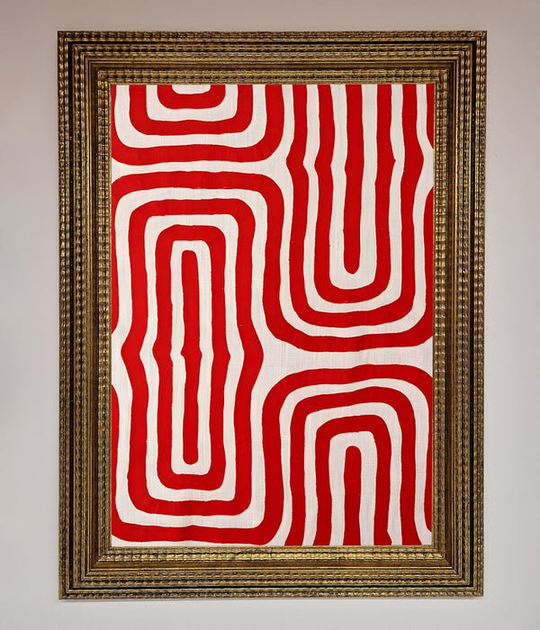 Red Waves Abstract Art Framed Poster - Hi Society
