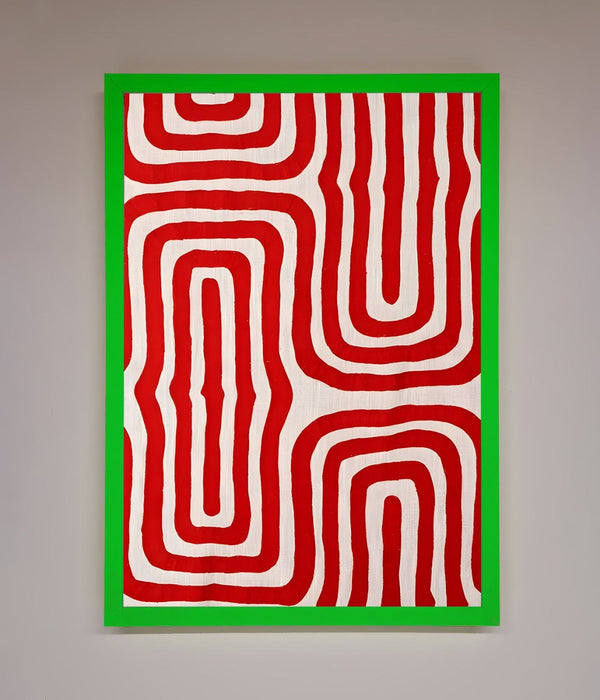 Red Waves Abstract Art Framed Poster - Hi Society