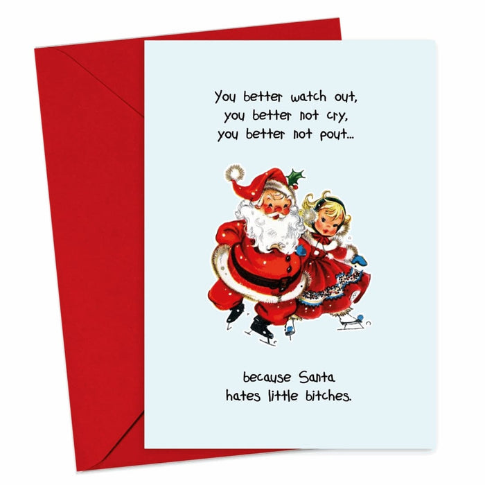 Santa Hates Little Bitches Christmas Card - Hi Society