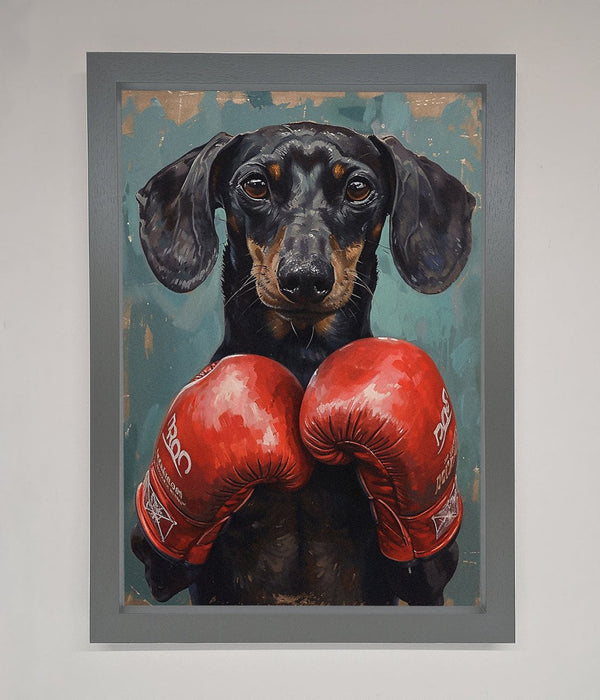 Sausage Dog Boxing Framed Print - Hi Society