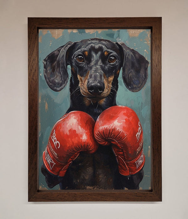 Sausage Dog Boxing Framed Print - Hi Society