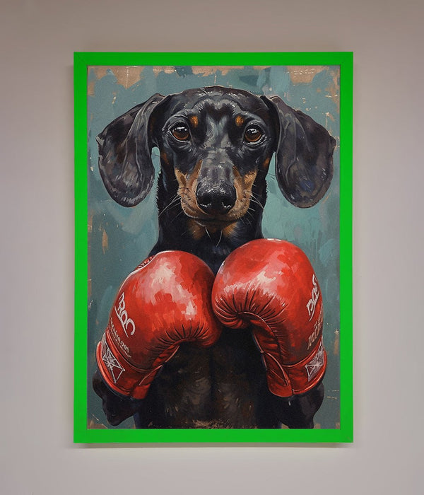 Sausage Dog Boxing Framed Print - Hi Society