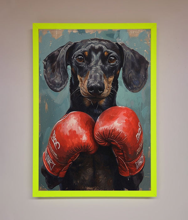 Sausage Dog Boxing Framed Print - Hi Society