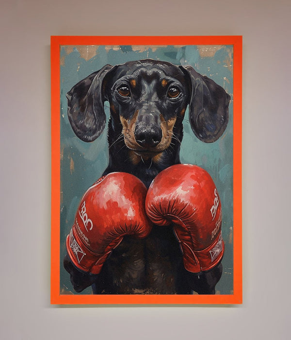 Sausage Dog Boxing Framed Print - Hi Society