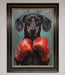 Sausage Dog Boxing Framed Print - Hi Society
