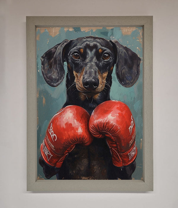 Sausage Dog Boxing Framed Print - Hi Society