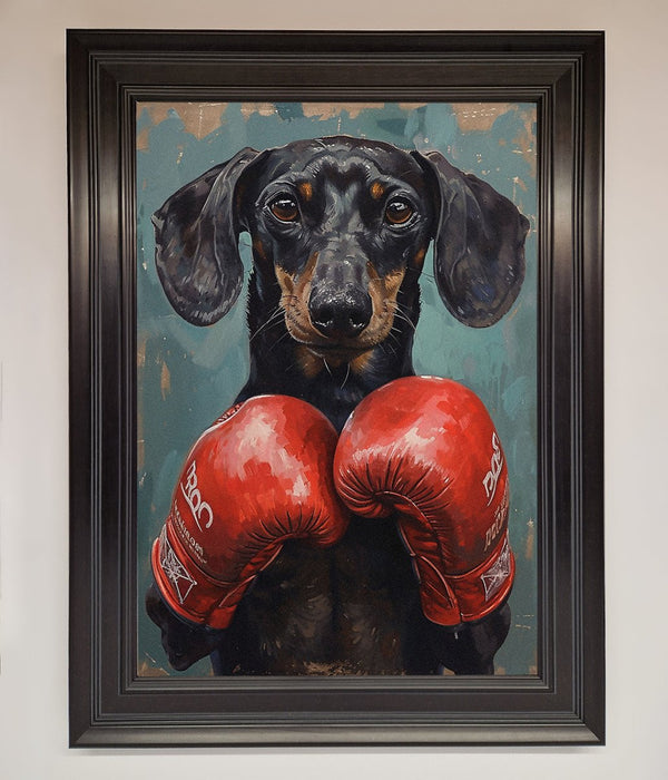 Sausage Dog Boxing Framed Print - Hi Society
