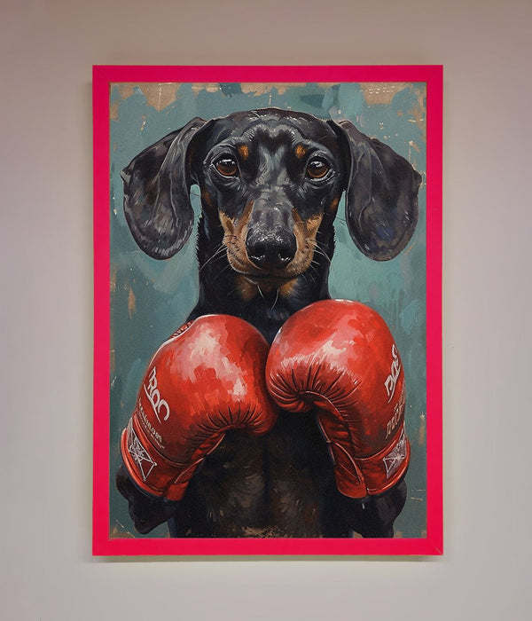 Sausage Dog Boxing Framed Print - Hi Society
