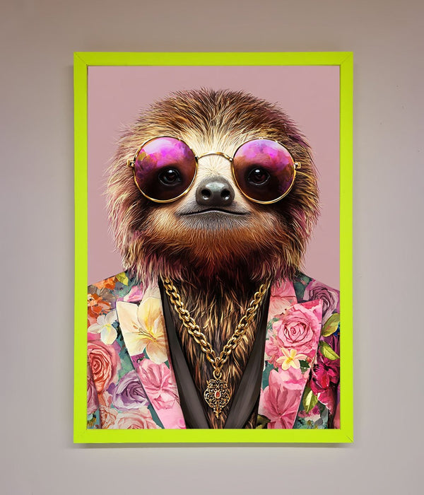 Sloth With Sunglasses Framed Poster - Hi Society