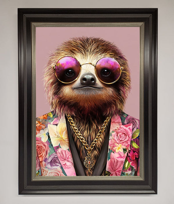Sloth With Sunglasses Framed Poster - Hi Society