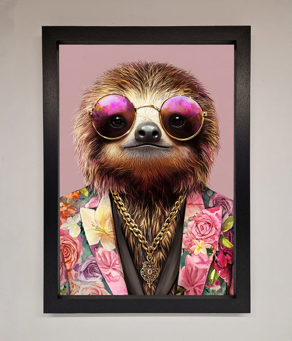 Sloth With Sunglasses Framed Poster - Hi Society