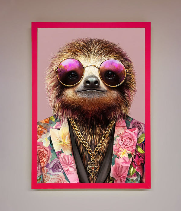 Sloth With Sunglasses Framed Poster - Hi Society