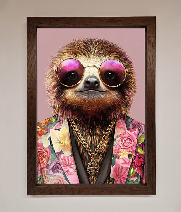 Sloth With Sunglasses Framed Poster - Hi Society