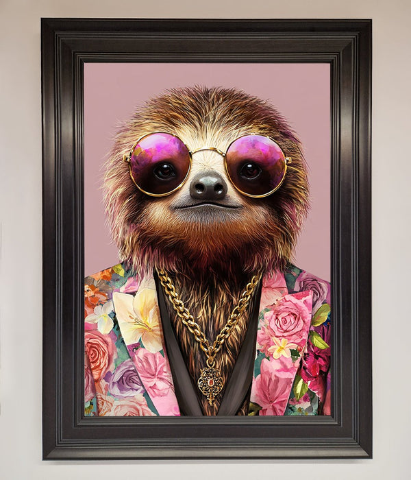 Sloth With Sunglasses Framed Poster - Hi Society