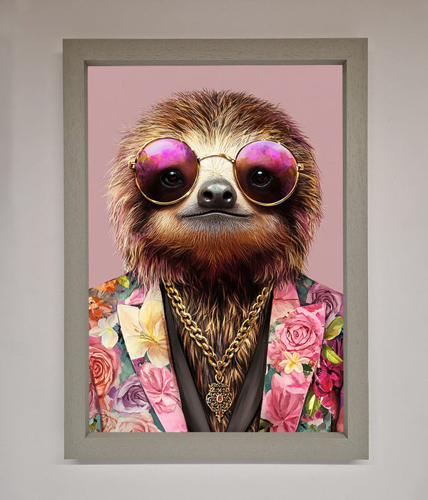 Sloth With Sunglasses Framed Poster - Hi Society