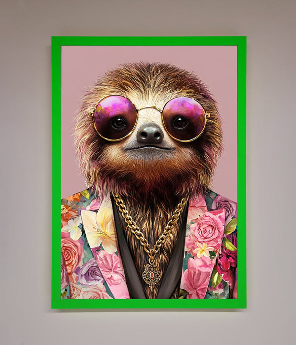 Sloth With Sunglasses Framed Poster - Hi Society