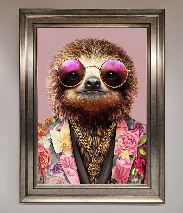 Sloth With Sunglasses Framed Poster - Hi Society