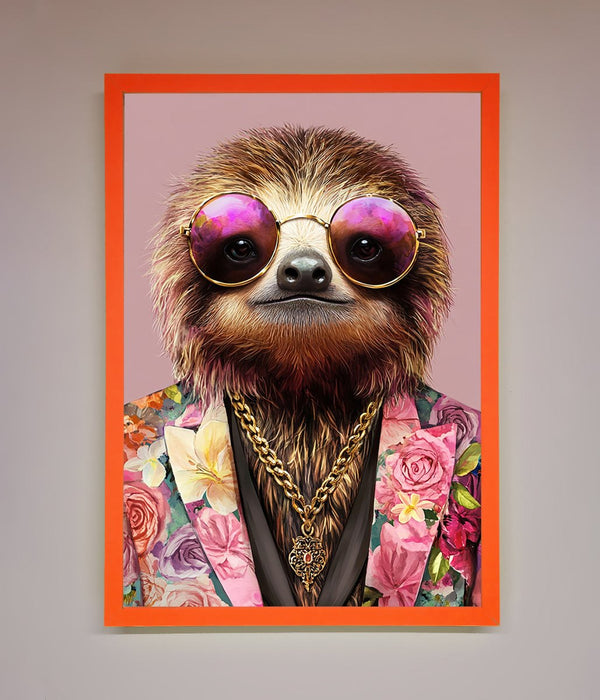 Sloth With Sunglasses Framed Poster - Hi Society