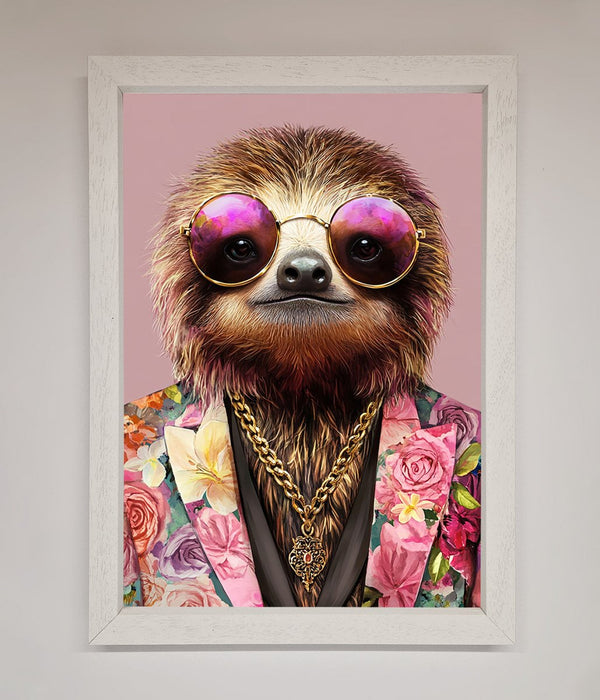 Sloth With Sunglasses Framed Poster - Hi Society