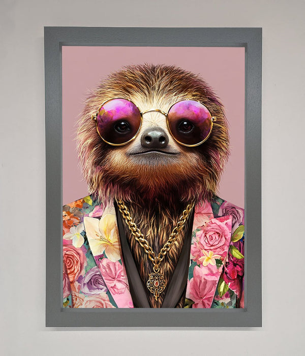 Sloth With Sunglasses Framed Poster - Hi Society