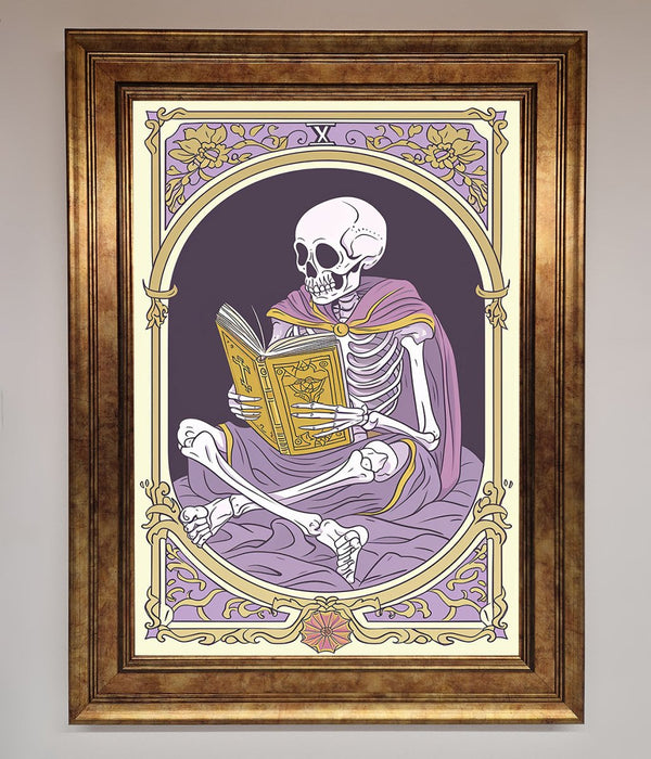 Tarot Skeleton Reader Framed Print - Hi Society