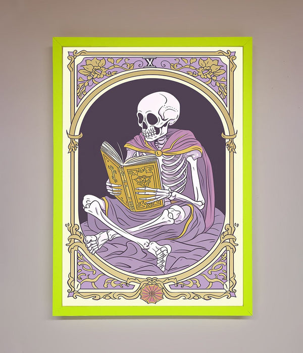 Tarot Skeleton Reader Framed Print - Hi Society